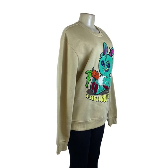 Two Mill Twenty Unisex Beige Extraordinary Bunny Graphic Sweatshirt Size L - Picture 2 of 9